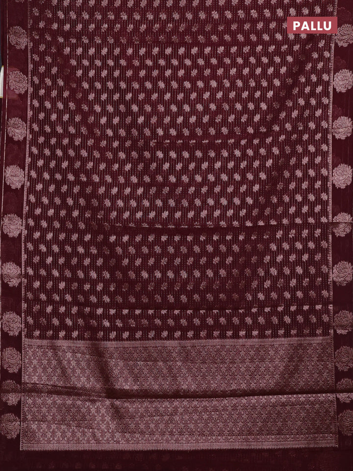 Wine Semi Chiniya Silk Saree