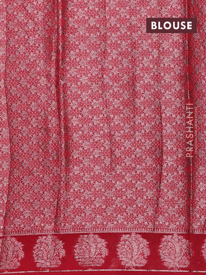 Red Semi Chiniya Silk Saree