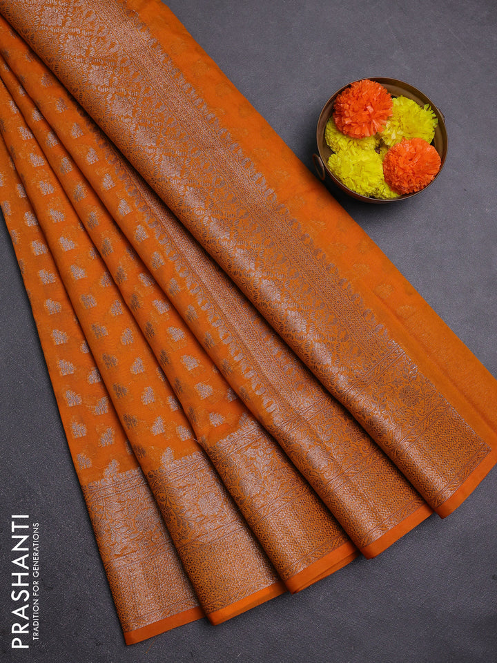 Mango Yellow Semi Chiniya Silk Saree
