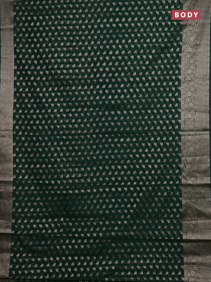 Bottle Green Semi Chiniya Silk Saree