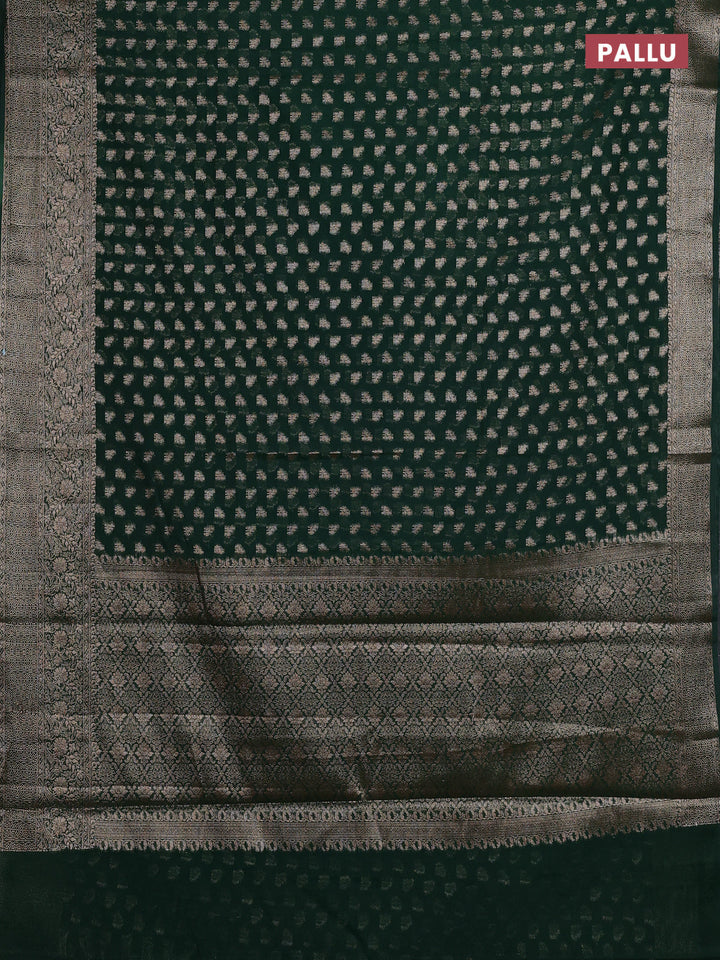 Bottle Green Semi Chiniya Silk Saree