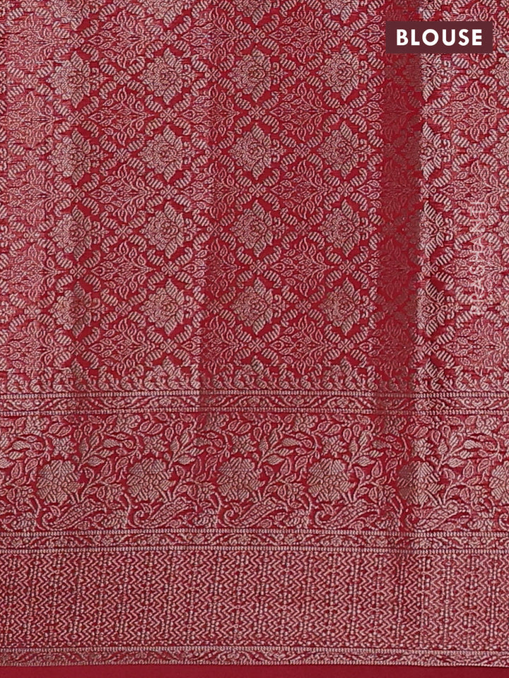 Red Semi Chiniya Silk Saree