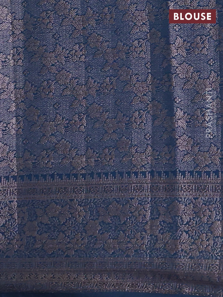 Peacock Blue Semi Chiniya Silk Saree