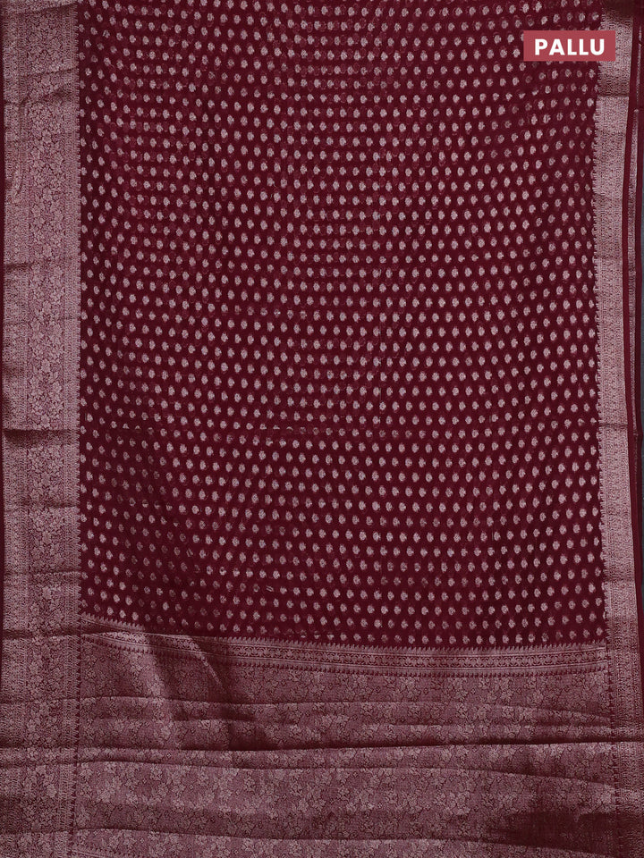 Wine Semi Chiniya Silk Saree