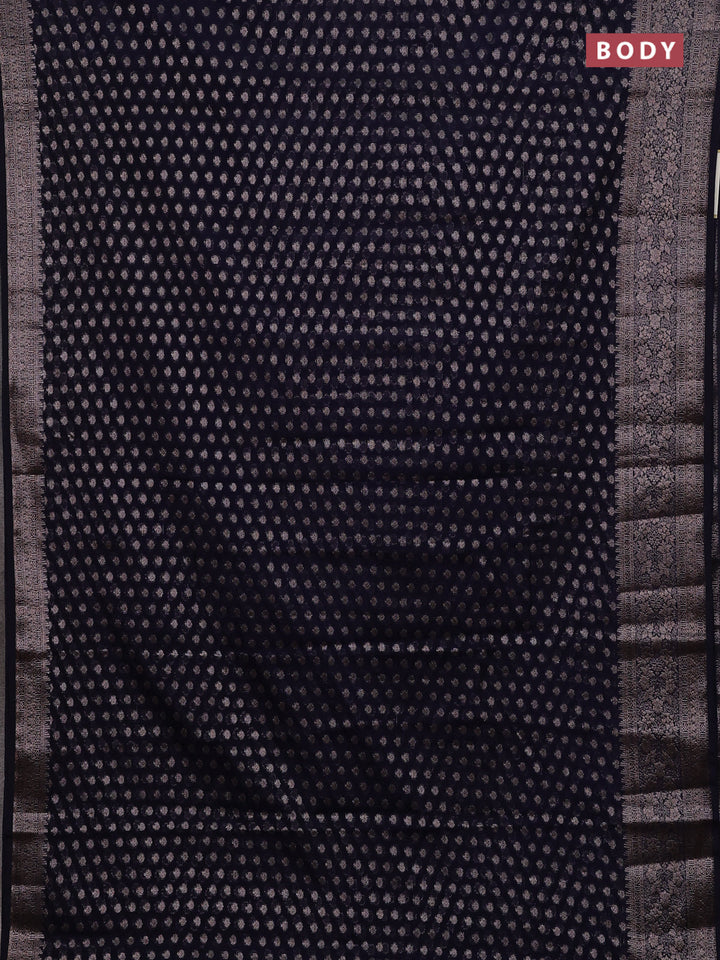 Navy Blue Semi Chiniya Silk Saree
