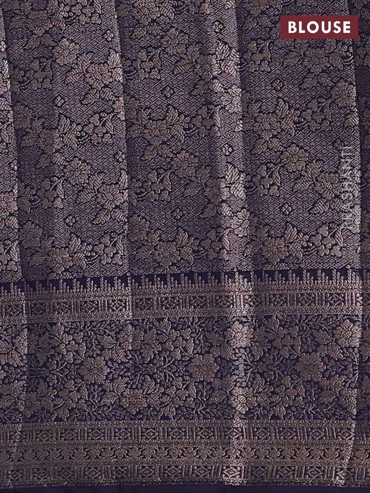 Navy Blue Semi Chiniya Silk Saree