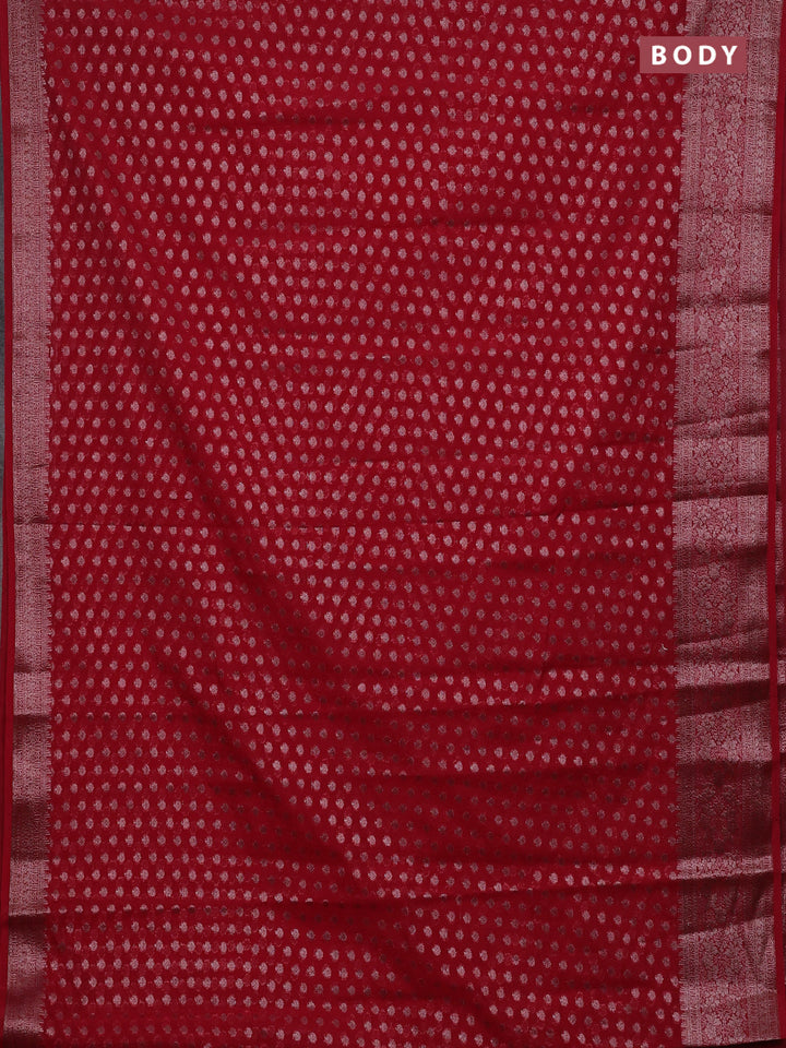 Red Semi Chiniya Silk Saree