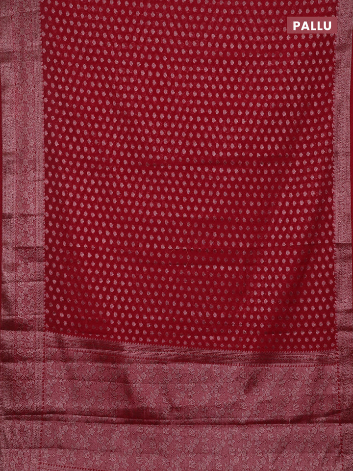 Red Semi Chiniya Silk Saree
