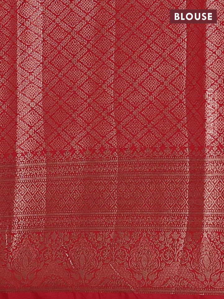 Bottle Green & Red Semi Chiniya Silk Saree