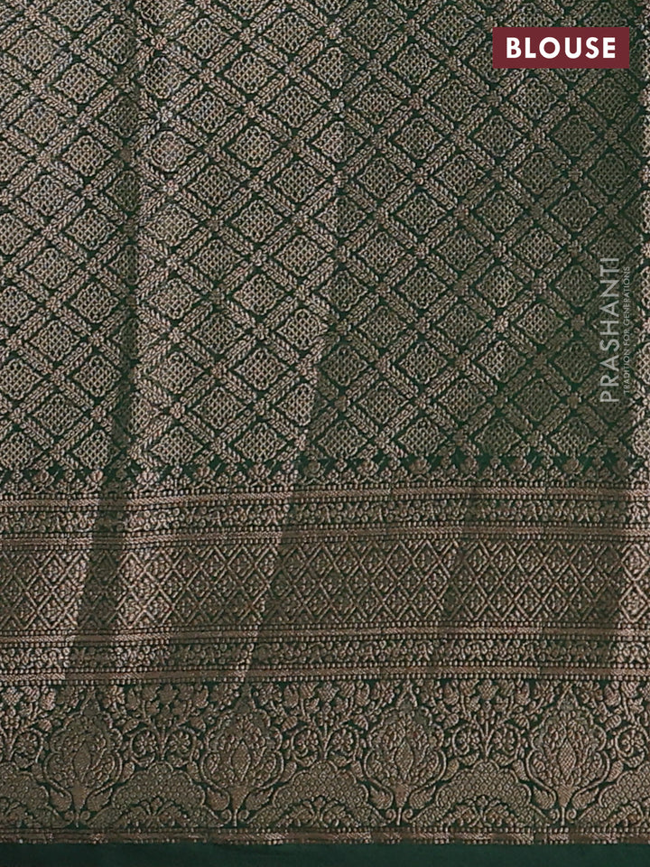 Pink & Bottle Green Semi Chiniya Silk Saree