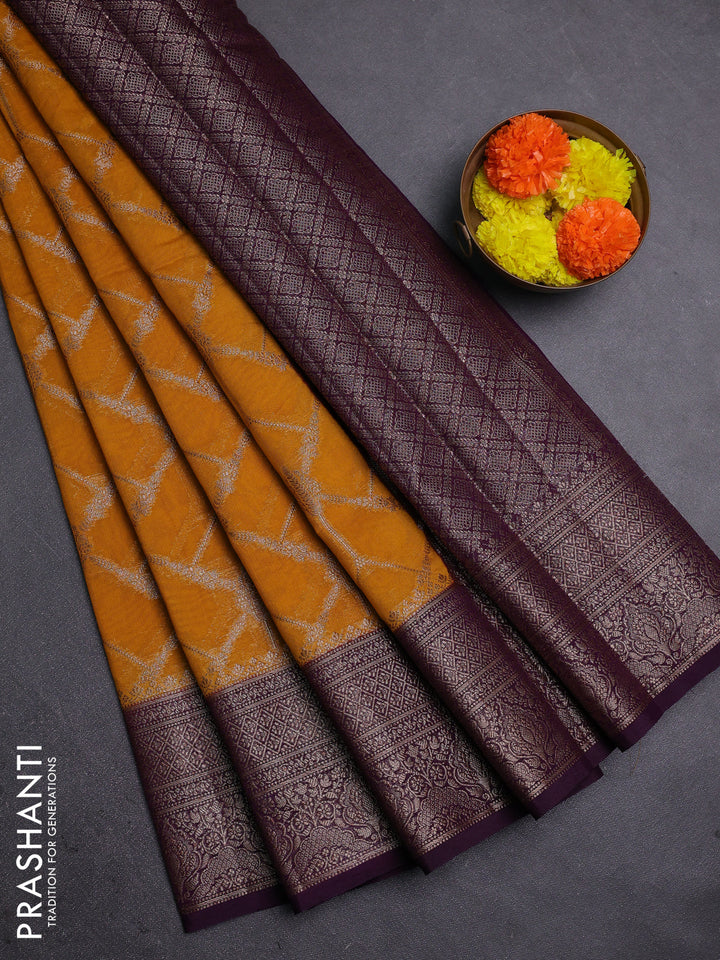 Pink & Bottle Green Semi Chiniya Silk Saree