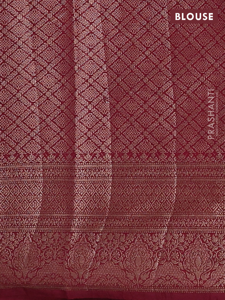 Peacock Blue & Maroon Semi Chiniya Silk Saree