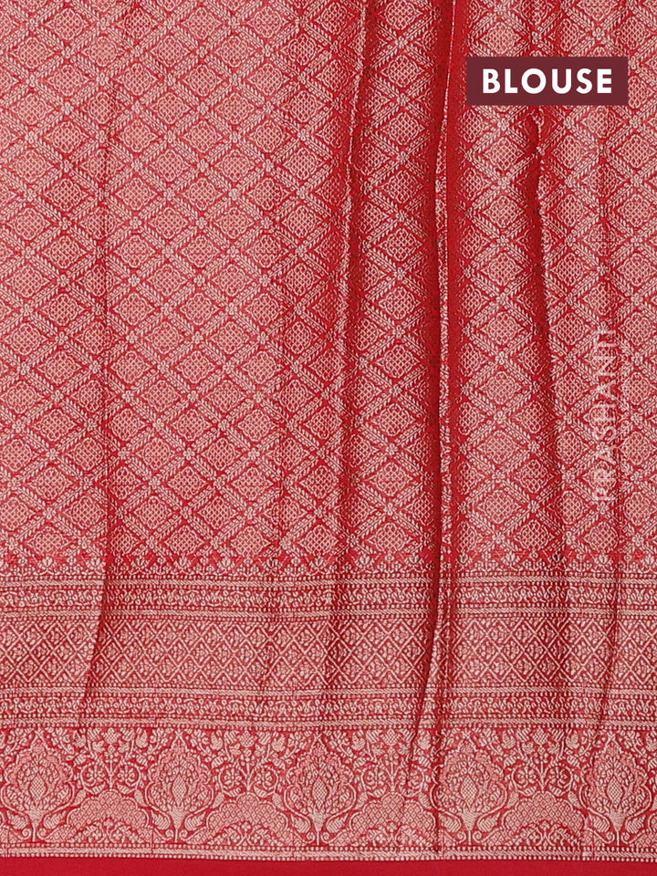 Navy Blue & Red Semi Chiniya Silk Saree