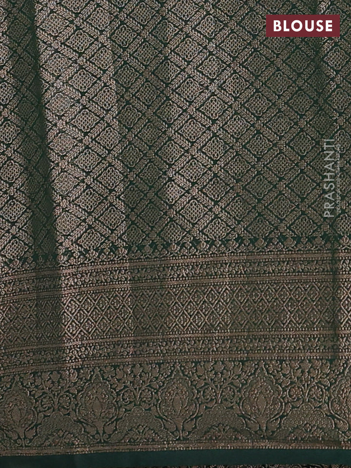 Pink & Bottle Green Semi Chiniya Silk Saree