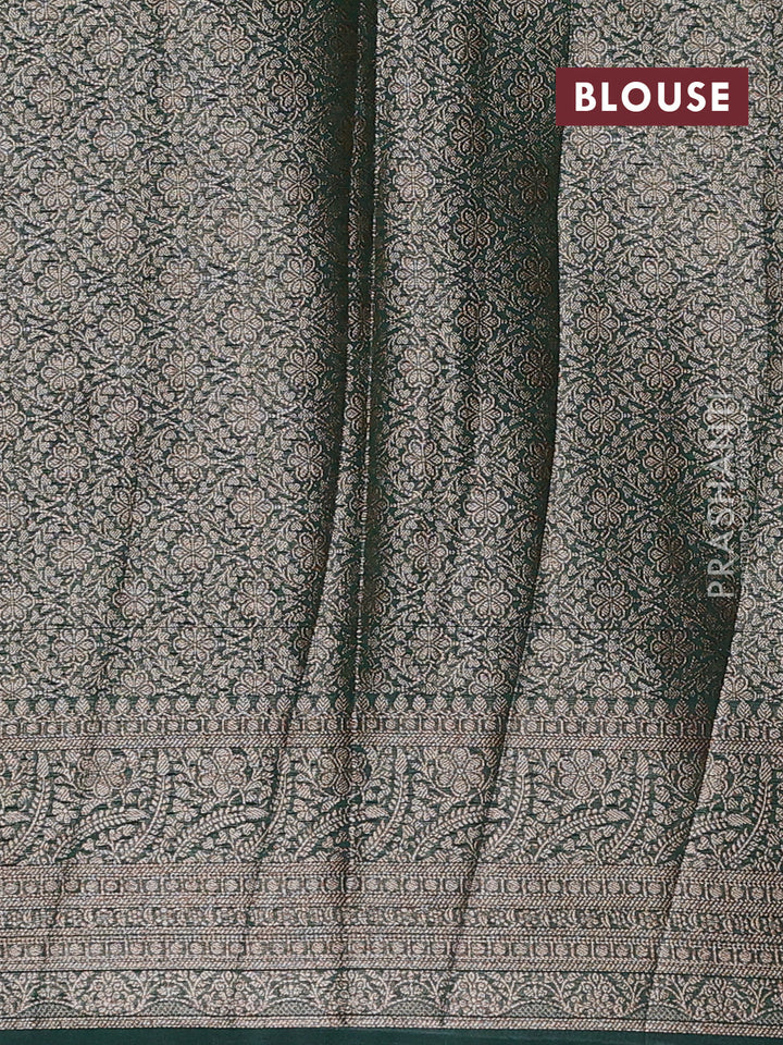 Wine & Bottle Green Semi Chiniya Silk Saree