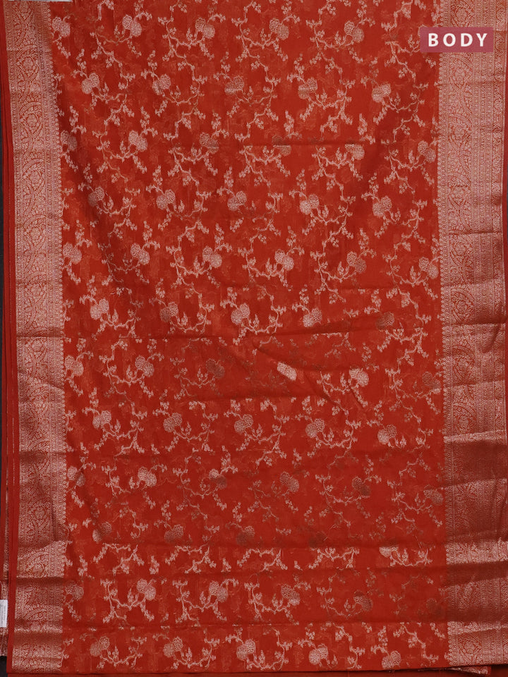 Rustic Orange Semi Chiniya Silk Saree