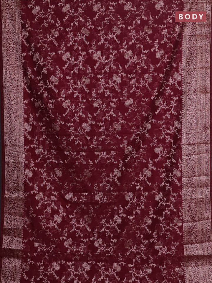 Wine Semi Chiniya Silk Saree