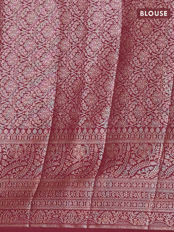 Wine Semi Chiniya Silk Saree