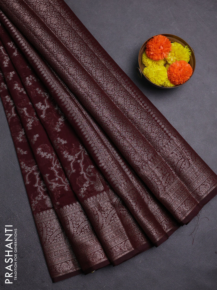 Maroon Semi Chiniya Silk Saree
