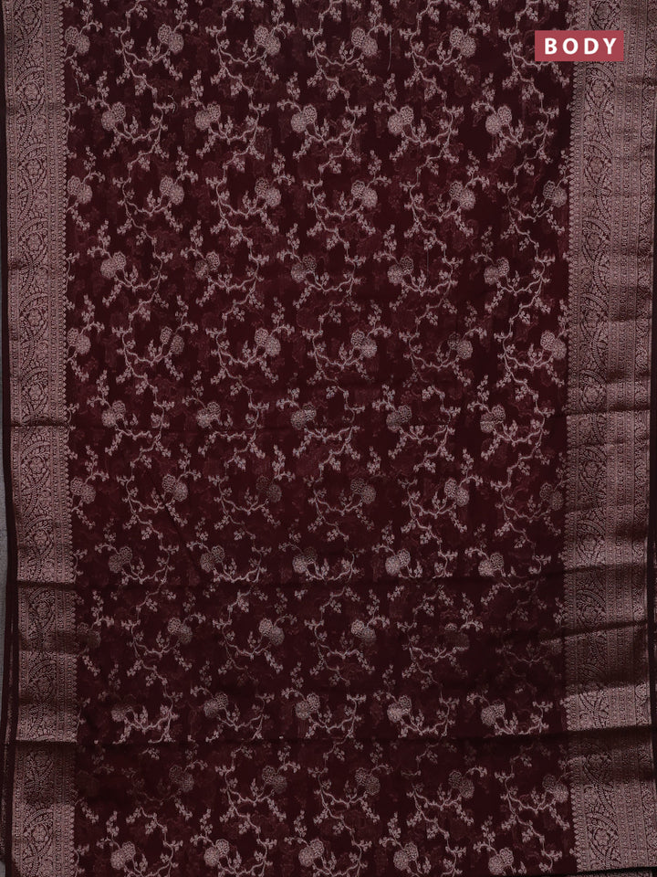 Maroon Semi Chiniya Silk Saree