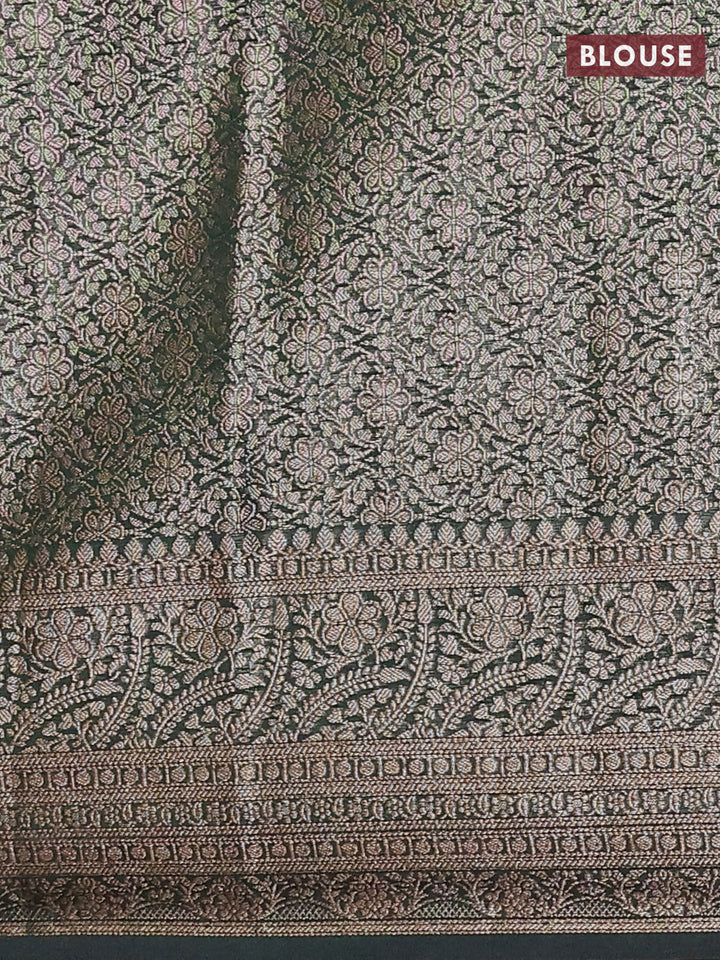 Bottle Green Semi Chiniya Silk Saree