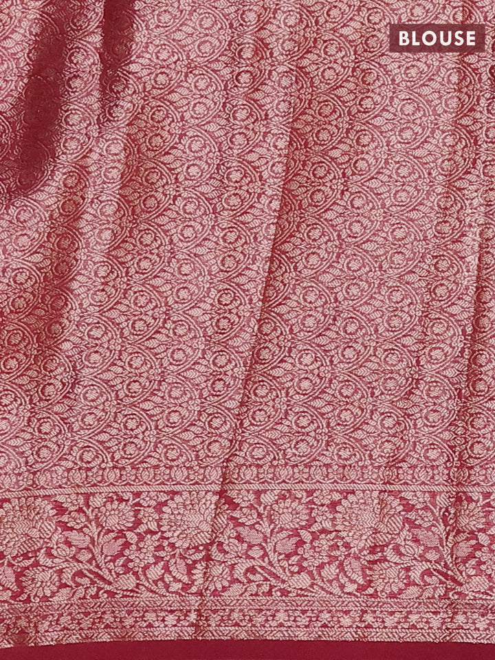 Peacock Blue & Maroon Semi Chiniya Silk Saree