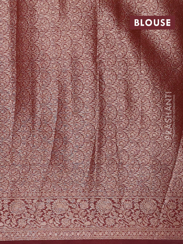 Rust & Maroon Semi Chiniya Silk Saree