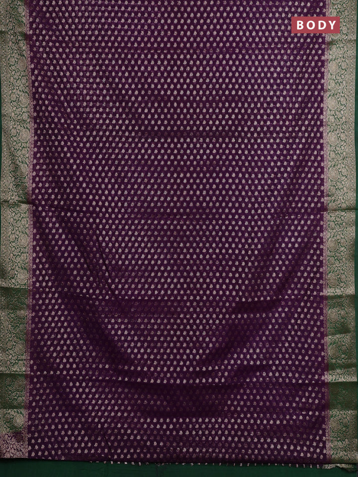 Violet & Green Semi Chiniya Silk Saree
