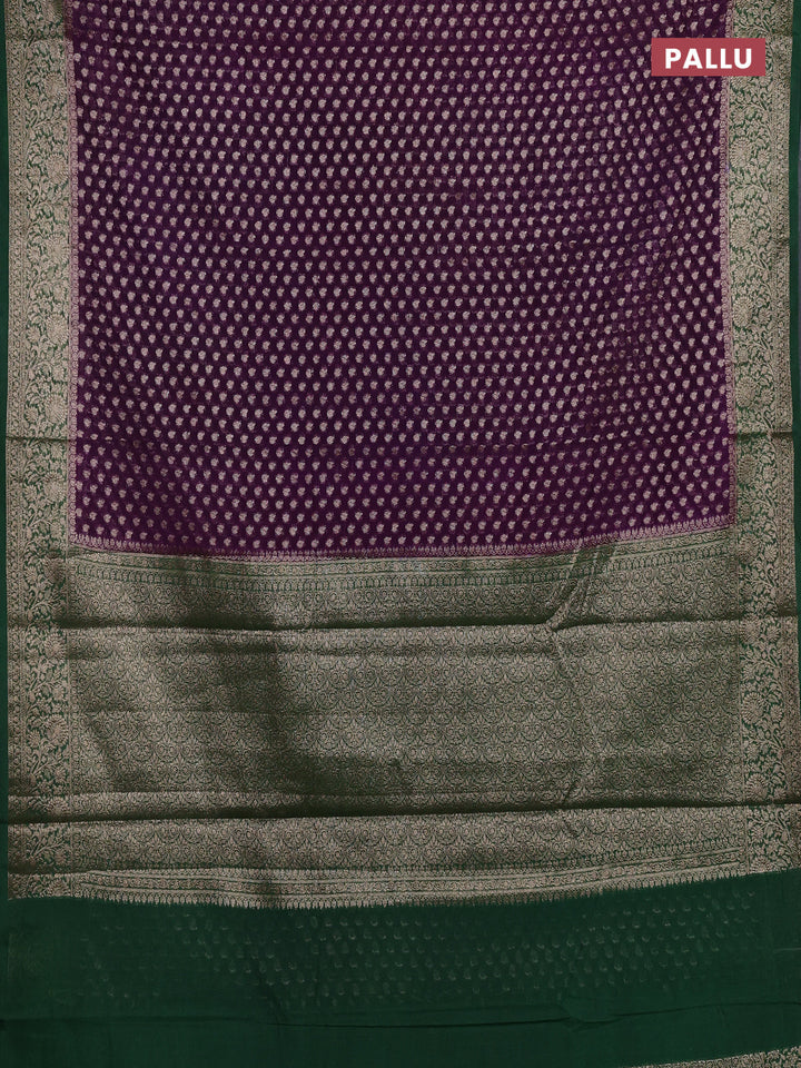 Violet & Green Semi Chiniya Silk Saree