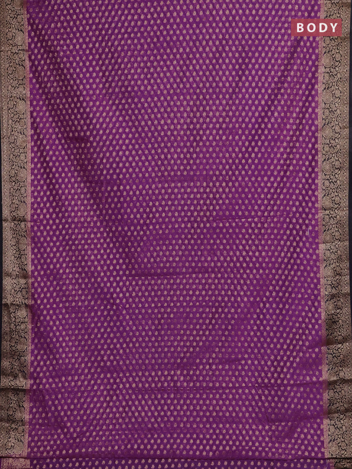 Purple & Black Semi Chiniya Silk Saree