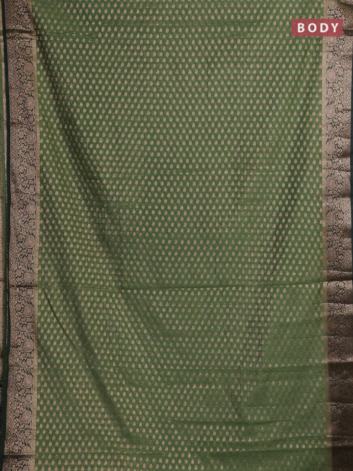 Pastel Green & Bottle Green Semi Chiniya Silk Saree