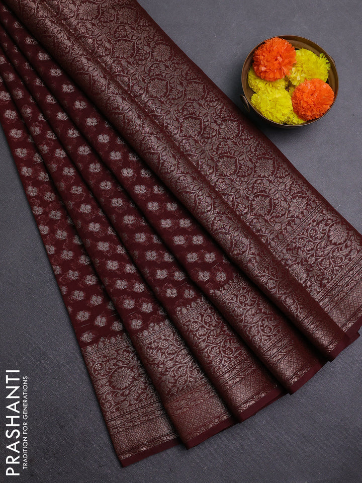 Coffee Brown Semi Chiniya Silk Saree