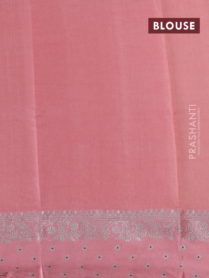 Pale Yellow & Peach Banarasi Kota Silk Saree