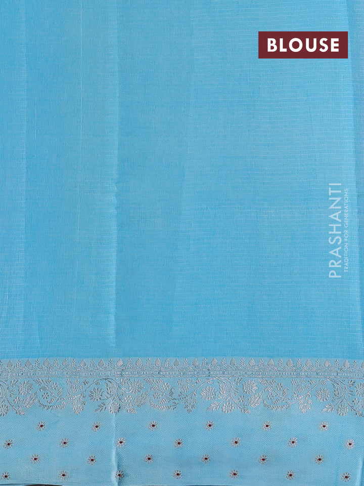 Lotus Pink & Sky Blue Banarasi Kota Silk Saree