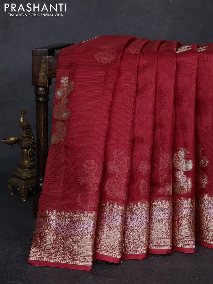 Red Banarasi Kota Silk Saree