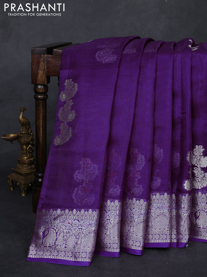 Violet Banarasi Kota Silk Saree