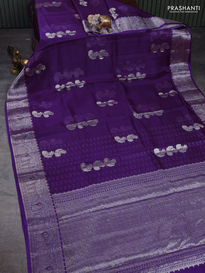 Violet Banarasi Kota Silk Saree