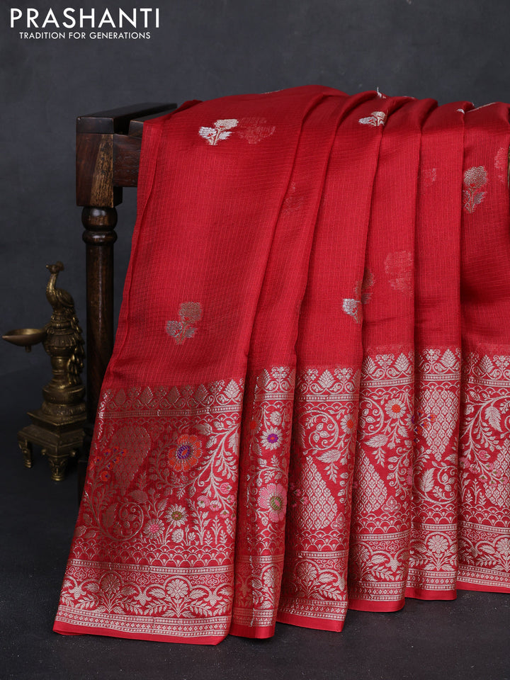 Red Banarasi Kota Silk Saree