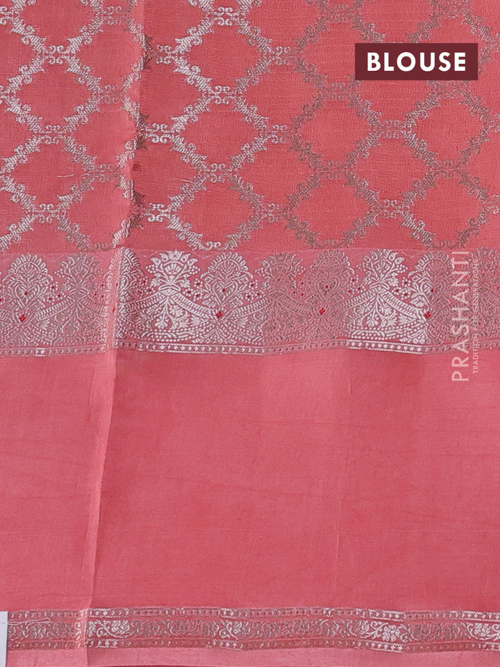 Pale Yellow & Peach Banarasi Kota Silk Saree