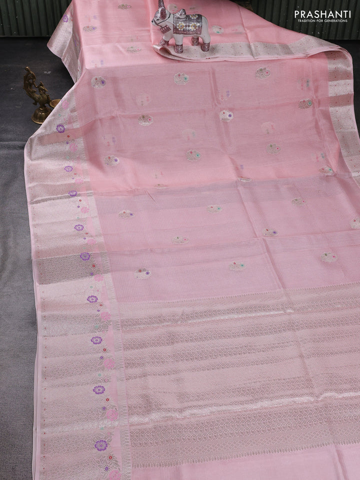 Peach Banarasi Kota Silk Saree