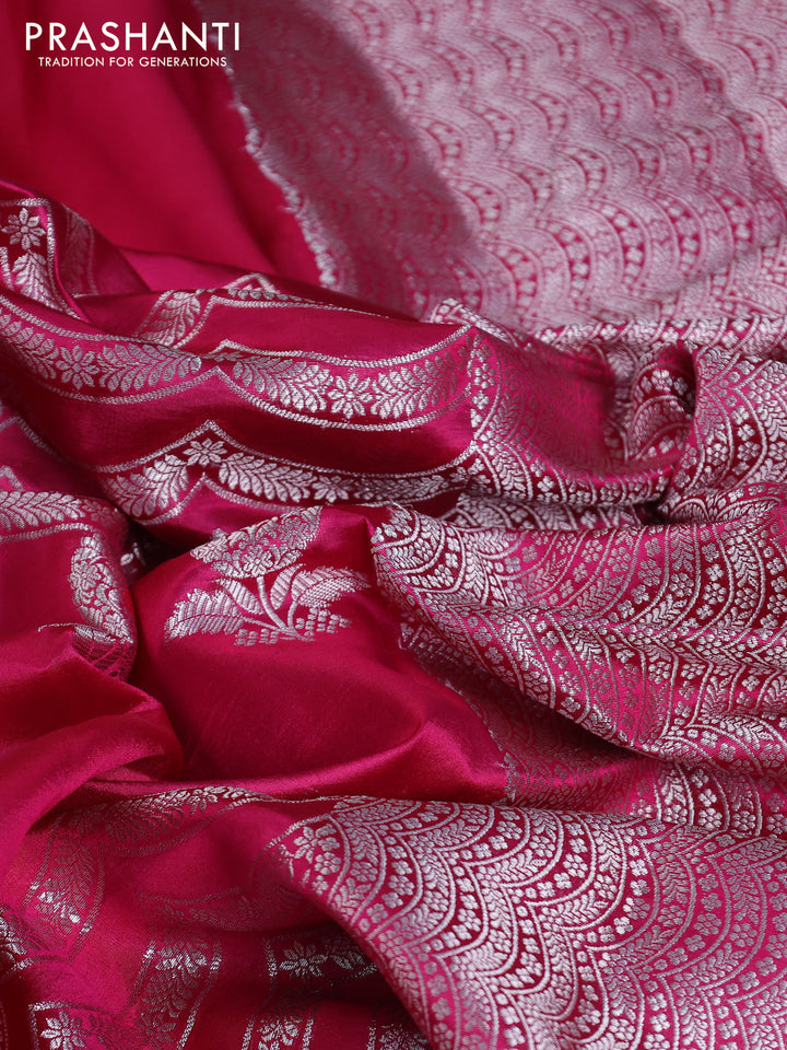 Banarasi poona silk saree pink and orange with zari weaves and zari woven border