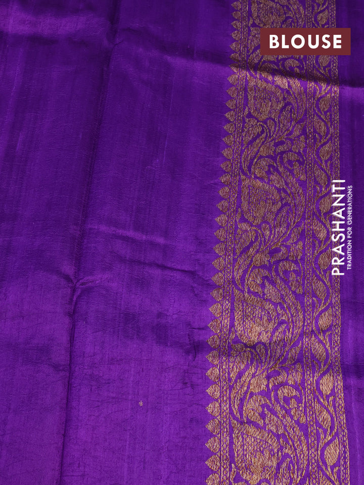 Banarasi raw silk saree violet with allover thread & zari weaves in borderless style