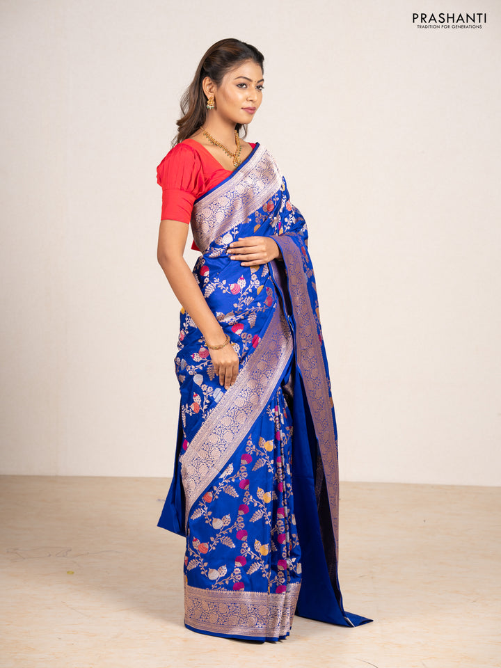 Royal Blue Banarasi Uppada Silk Saree - Brocade