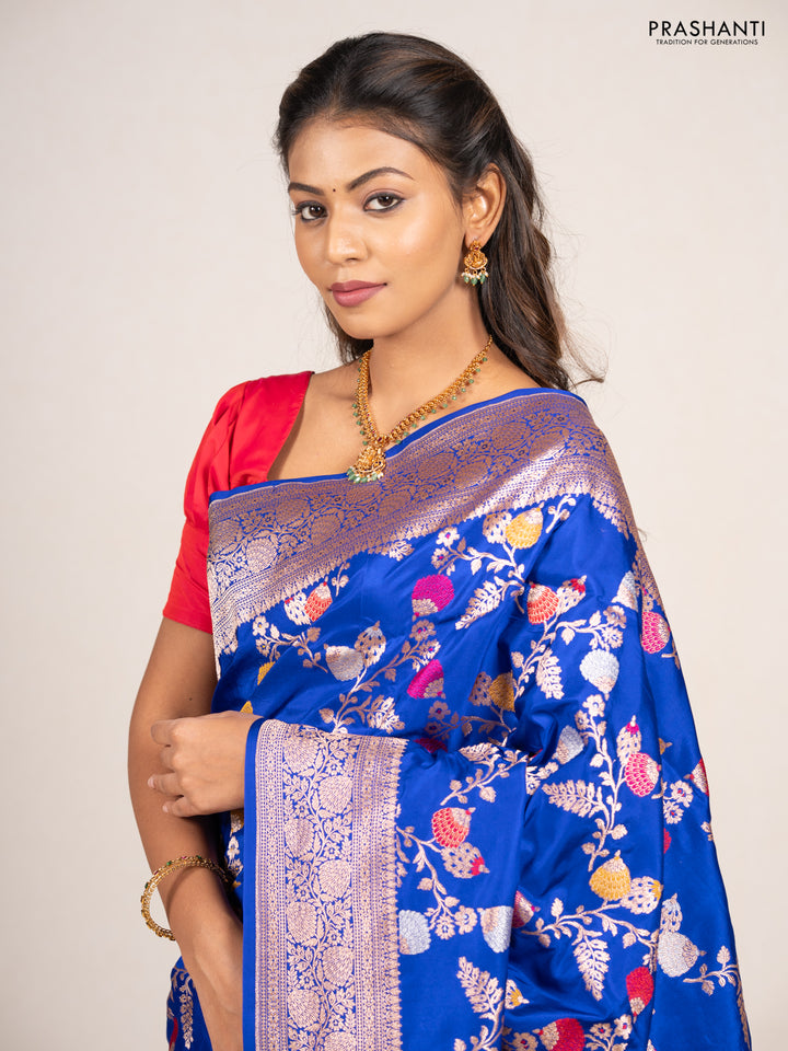 Royal Blue Banarasi Uppada Silk Saree - Brocade