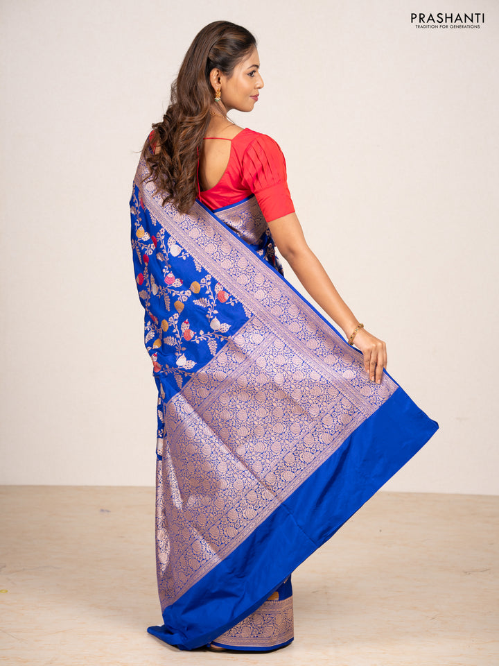 Royal Blue Banarasi Uppada Silk Saree - Brocade