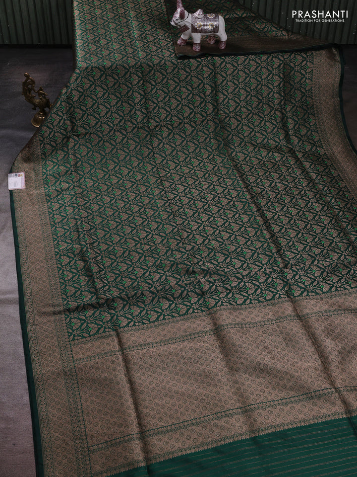Bottle Green Banarasi Uppada Silk Saree - Brocade