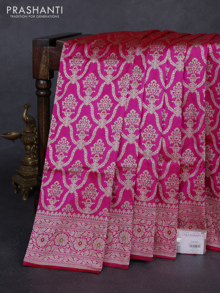 Pink Banarasi Uppada Silk Saree - Brocade
