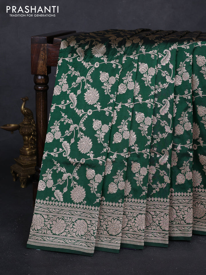 Bottle Green Banarasi Uppada Silk Saree - Brocade