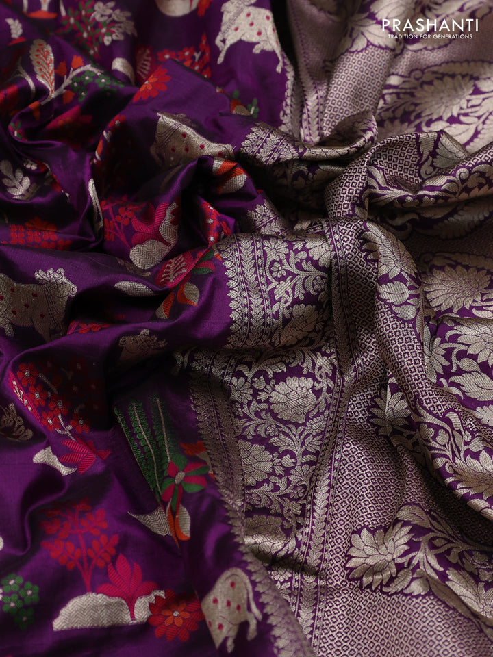 Purple Banarasi Uppada Silk Saree - Brocade