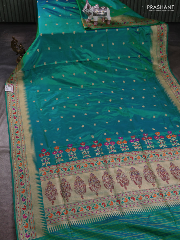 Teal Green Banarasi Uppada Silk Saree - Brocade